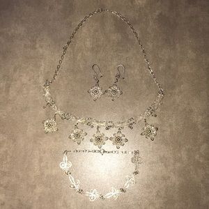 Silver Necklace, Bracelet and Earring Set